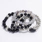 Ashley Cooper(tm) Rhodium-Tone Black/Grey Beaded Stretch Bracelet - image 1