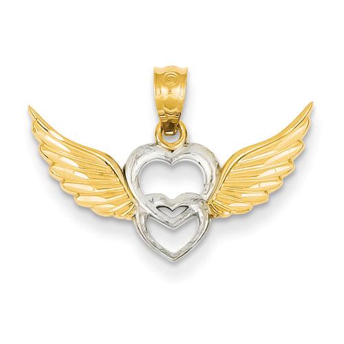 Gold Classics(tm) 14kt. Double Heart & Wings Pendant