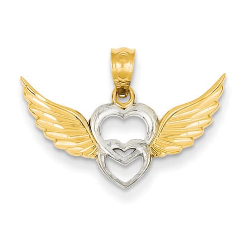 Gold Classics(tm) 14kt. Double Heart & Wings Pendant - image 
