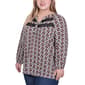 Plus Size NY Collection Long Sleeve Crochet Inset Blouse - image 3