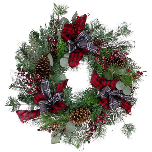 Northlight Seasonal Plaid & Berries Artificial Christmas Wreath