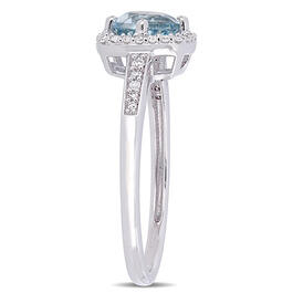 Gemstone Classics&#8482; 10kt. White Gold & Blue Topaz Halo Ring