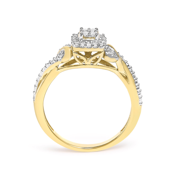 Haus of Brilliance 14kt Gold Plated Diamond Halo Engagement Ring