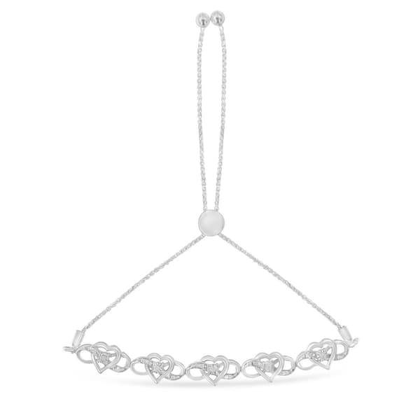 Diamond Classics&#8482; Sterling Silver Diamond & Woven Bolo Bracelet