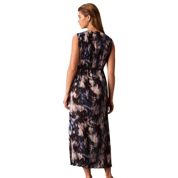 Womens Calvin Klein Sleeveless Boat Neck Blur Floral Midi Dress