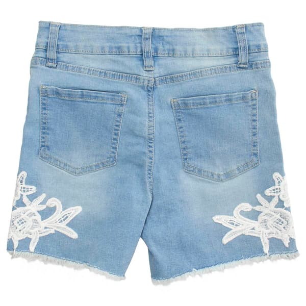 Girls (7-14) YMI® Basic 5 Pocket Denim Shorts w/ Lace Trim