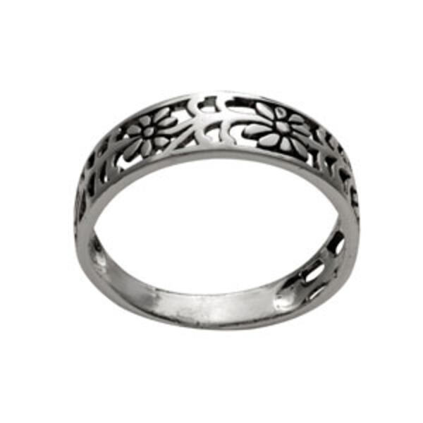 Marsala Fine Silver Plated Flower Filigree Band Ring - image 