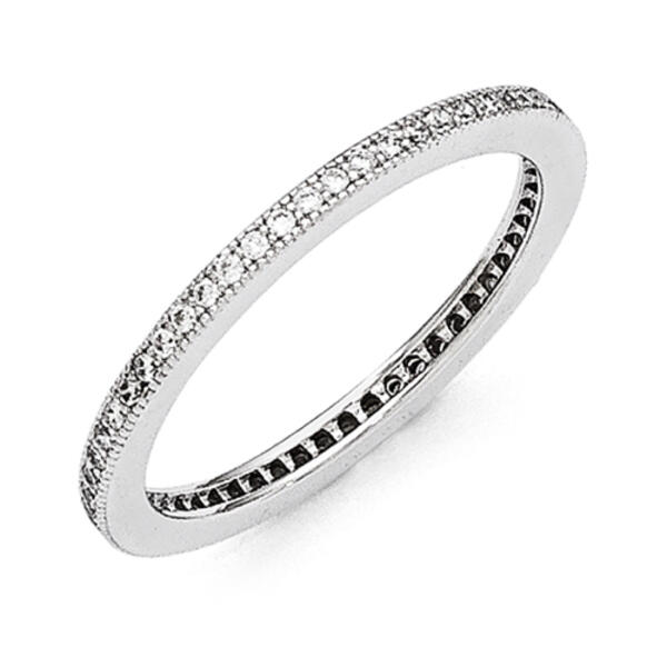 Sterling Silver & CZ Ring Band - image 