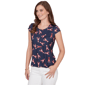 Womens Emaline Sapphire Serenade II Cap Sleeve Lobster Tee - image 3
