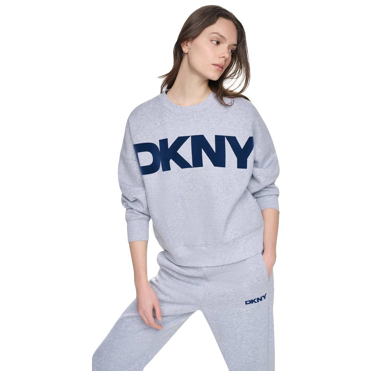 Womens DKNY Sport Long Sleeve Exploded Logo Fleece Sweatshirt