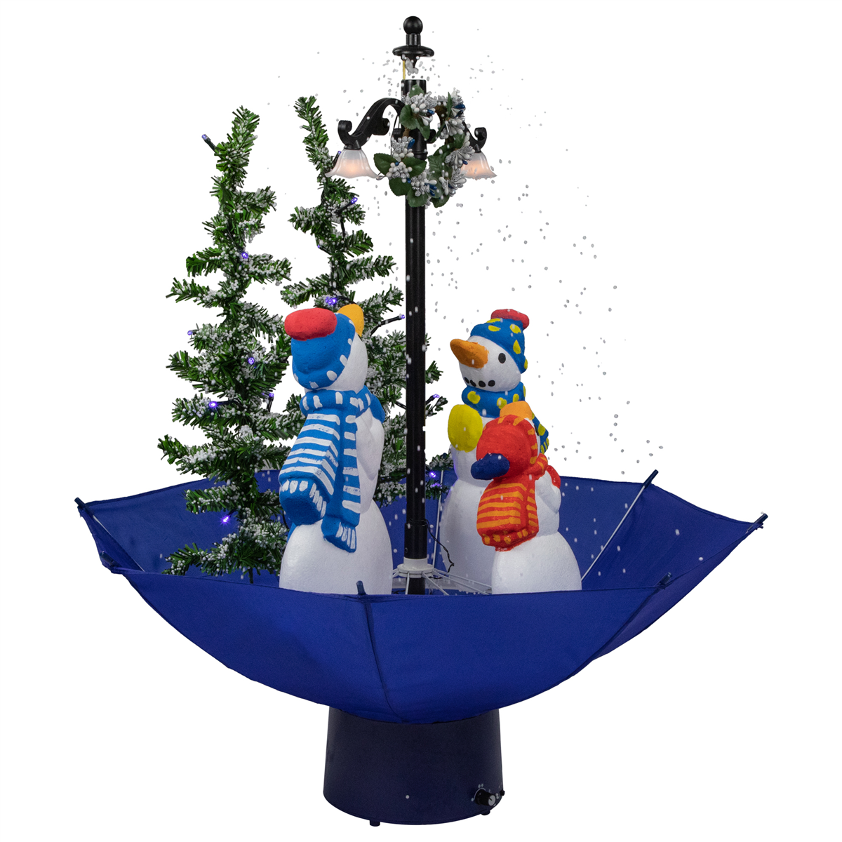 Northlight Musical Snowman Family in Umbrella Christmas Décor