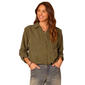 Petite Democracy 3/4 Tuck Sleeve Collar Button Front Blouse - image 1