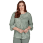Petite Alfred Dunner Provence Flounce Sleeve Patchwork Blouse - image 1