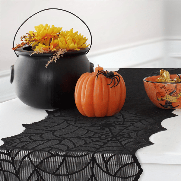 Threadmade Crawling Halloween Spider Lace Table Runner