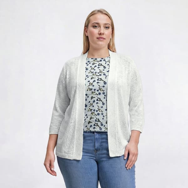 Plus Size Preswick & Moore® Open Front Tape Yarn Cardigan