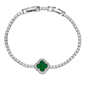 Saffron Green CZ Stone Square Charm Bracelet - image 1