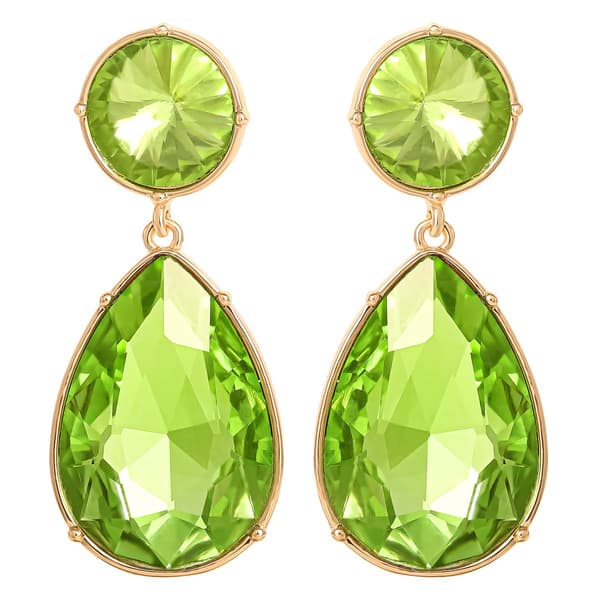 Jessica Simpson Green Stone Teardrop Dangle Earrings