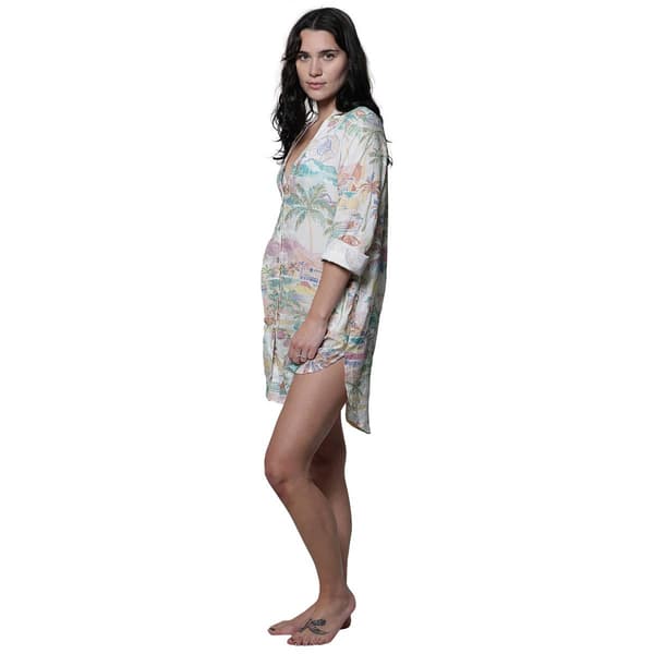 Womens J Valdi Porto Tropical Swim Shirtdress Cover Up
