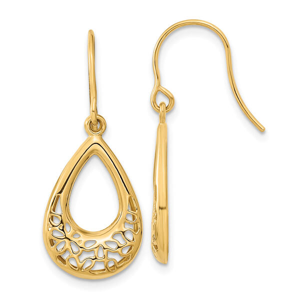 Gold Classics&#40;tm&#41; 14kt. Gold Floral Teardrop Earrings - image 