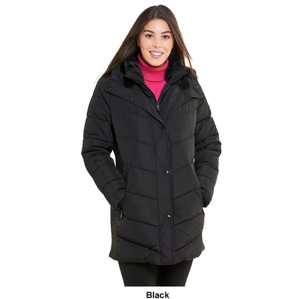 Womens Calvin Klein 3/4 Puffer Jacket w/Bib & Stretch Sides