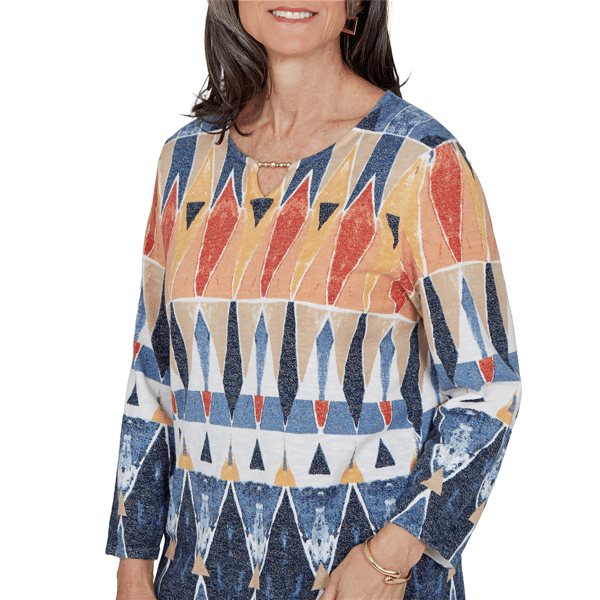 Womens Alfred Dunner Tuscany Diamond Geometric Blouse