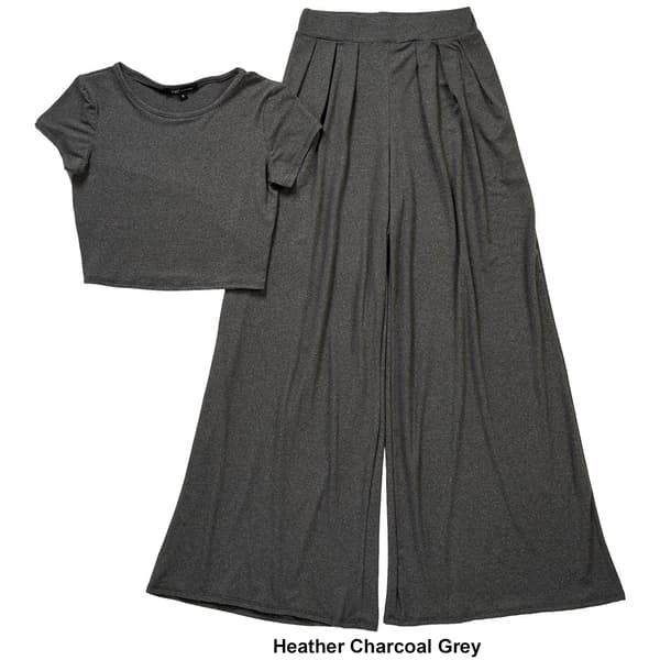 Juniors YMI&#174; Velocity 2pc. Classic Tee & Wide Leg Pants Set