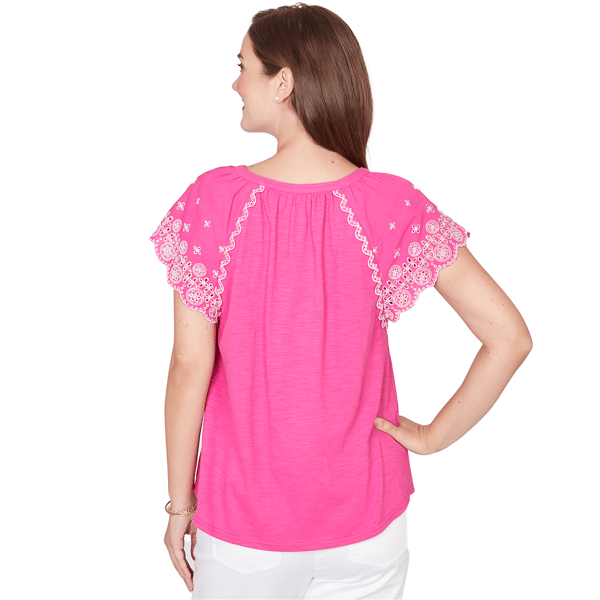 Petite Ruby Rd. Hothouse Florals Embroidery Sleeve Blouse