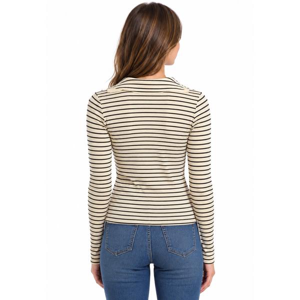 Juniors Wallflower Long Sleeve Manchester Henley Top- Ivory