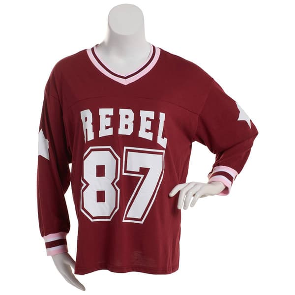 Juniors Plus Jolie & Joy Oversized 87 Sport Jersey Inspired Top - image 