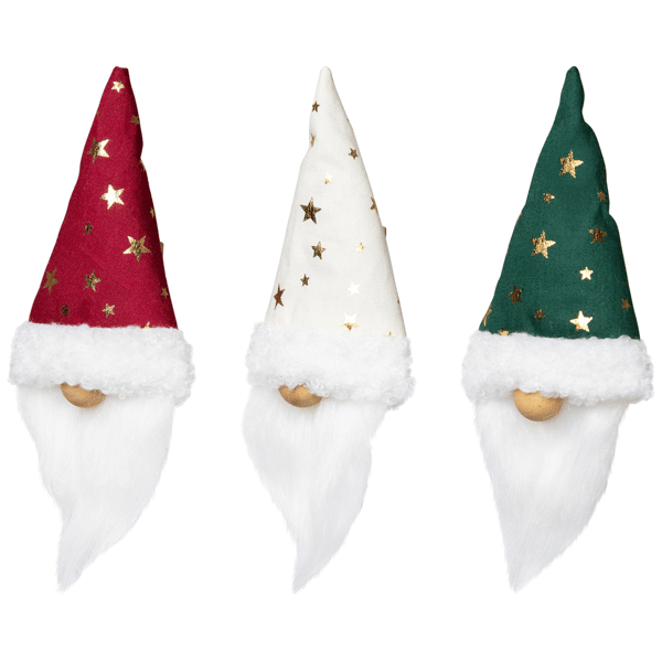 Northlight 3pk. Santa Hat Gnome with Stars Christmas Ornaments