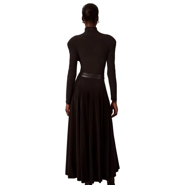 Womens Calvin Klein Long Sleeve Turtleneck Belted Midi Dress