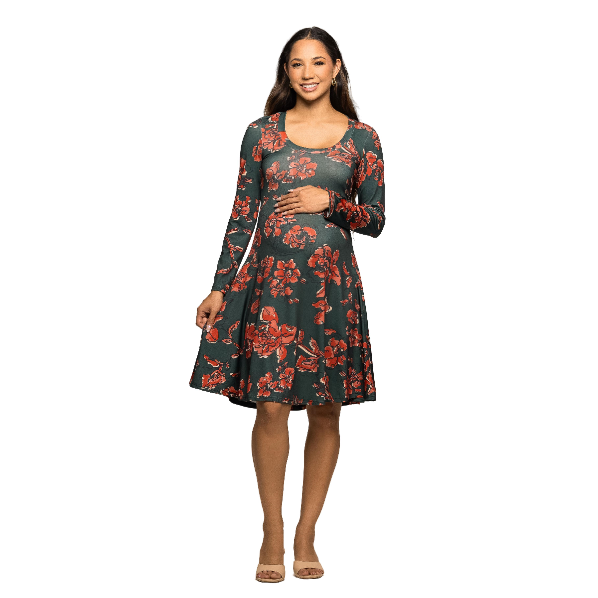 Womens 24/7 Comfort Apparel Empire Waist Print Maternity Dress