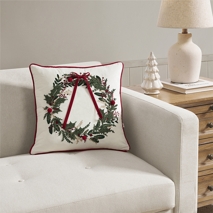 Hallmark Wreath Holiday Decorative Pillow - 18 x 18