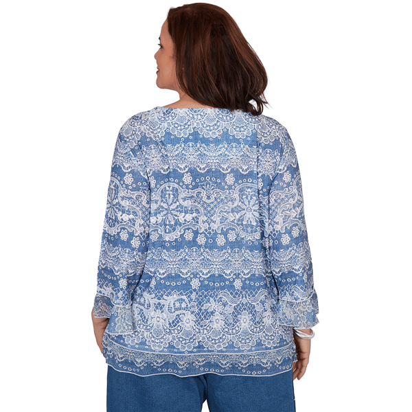 Plus Size Alfred Dunner Camden Market Embroidered Lace Blouse