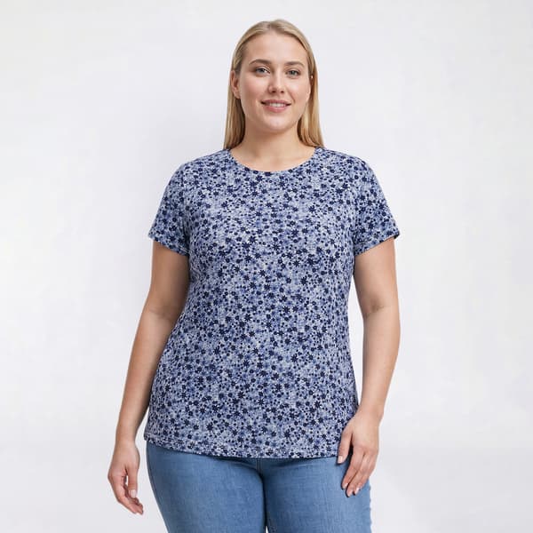 Plus Size Preswick & Moore(R) Short Sleeve Ditsy Floral Tee