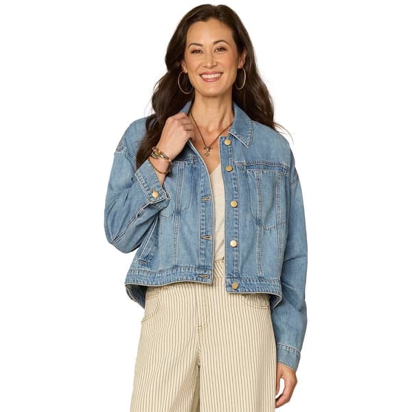 Womens Democracy Oversized Barrel Sleeve Denim Jacket - image 