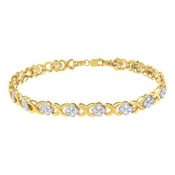 Diamond Classics&#8482; 10kt. Gold Flower Cluster Tennis Bracelet
