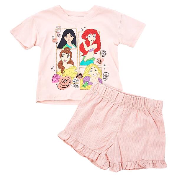 Toddler Girl Disney&#40;R&#41; Short Sleeve Princess Top & Shorts Set - image 