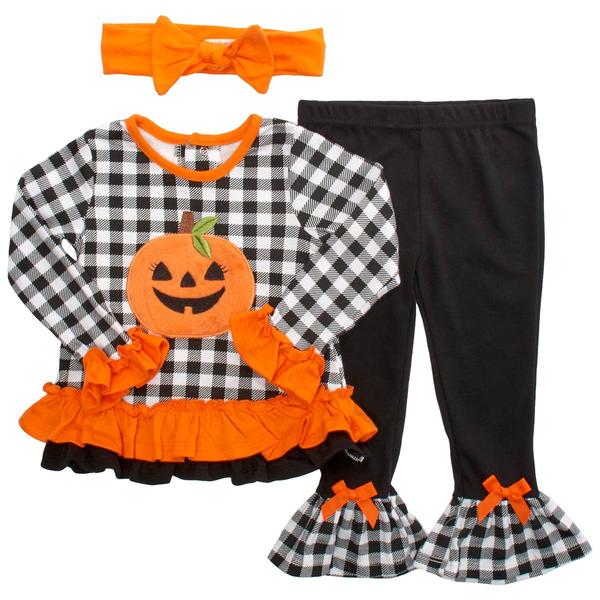 Baby Girl (12-24M) Baby Essentials Pumpkin & Gingham Leggings Set - image 