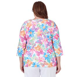 Plus Size Alfred Dunner Paradise Island Floral Butterfly Tee