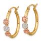 Womens Gold Classics&#8482; 14k Tri-Color Flower Hoop Earrings - image 2