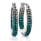Silver Plated Brass Blue Crystal Hoop Earrings - image 1