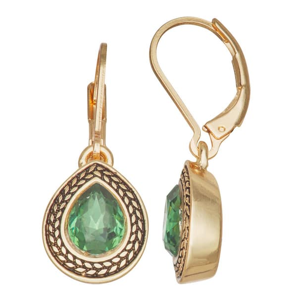 Napier Gold-Tone Erinite Teardrop Leverback Earrings