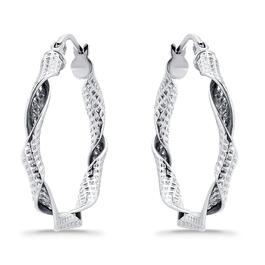 Designs by FMC 3mmx25mm Textured & Polished Twist Hoop Earrings