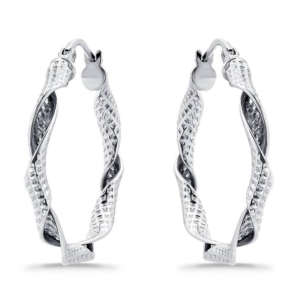 Designs by FMC 3mmx25mm Textured & Polished Twist Hoop Earrings - image 