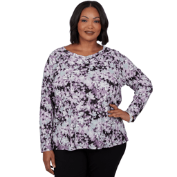 Plus Size Emaline Lavender Revelry Abstract Floral Blouse