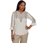 Womens Alfred Dunner Travel Advisory Geo Embroidery Blouse - image 1