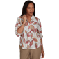 Womens Alfred Dunner Union Square Roll Tab Sleeve Leaf Blouse - image 1