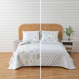 FreshFolds Maldives 3pc. Reversible Pastel Coral Quilt Set