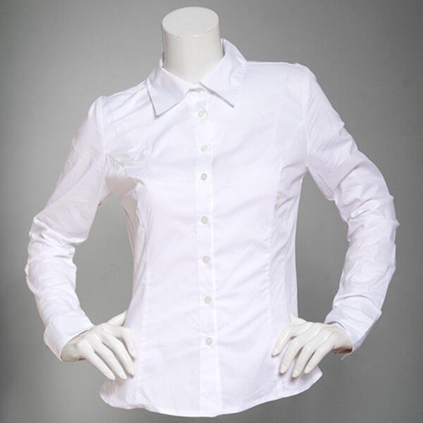 Juniors Leighton Princess Seam Poplin Button Front Shirt - image 